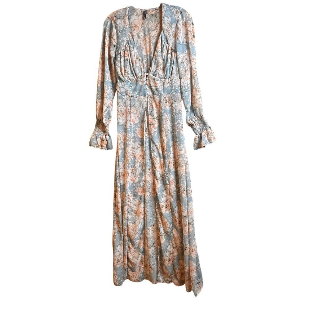 Floral Longline Duster Kimono Boho Sheer Lightweight Cover Up Women’s M - Picture 2 of 15